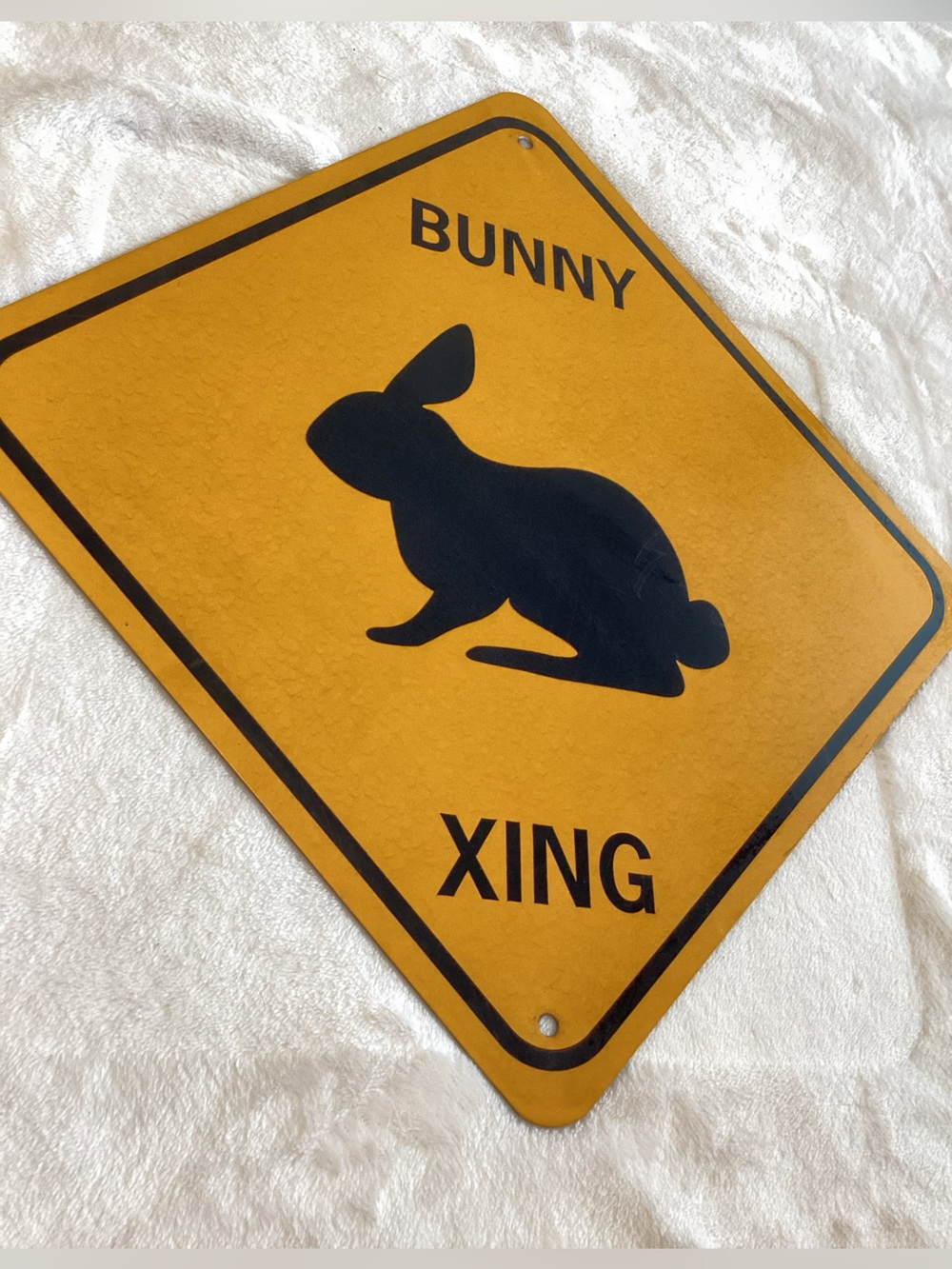 ⚠️ Bunny Crossing Metal Caution Sign Yellow XING Garden Outdoor Decoration
